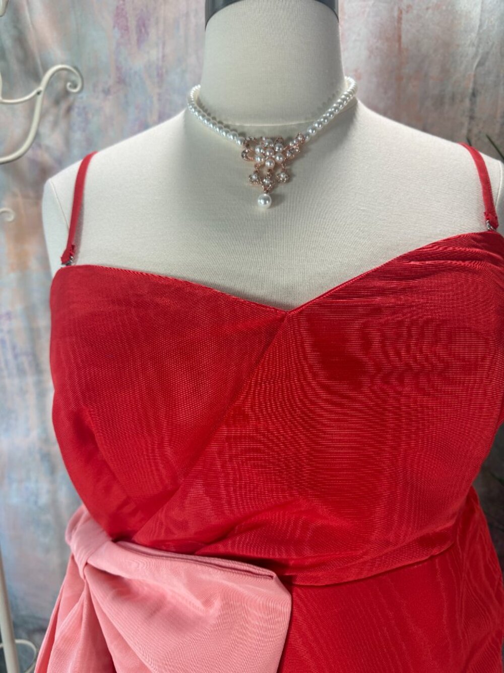 πFuture Collective Red Cocktail - Party Mini Dress with Pink Bow Accent - Picture 3 of 16